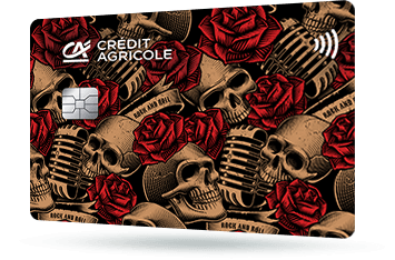 CA150 - Karta Credit Agricole z motywem czaszek z różami