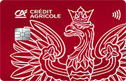 ID: CA191 – Karta Credit Agricole z białym polskim orłem w koronie na czerwonym tle