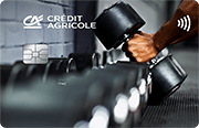 ID: CA162 – Karta Credit Agricole z grafiką ręki, która sięga po hantel na siłowni