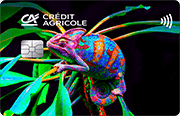 ID: CA276 – Karta Credit Agricole z grafiką kolorowego kameleona na drzewie