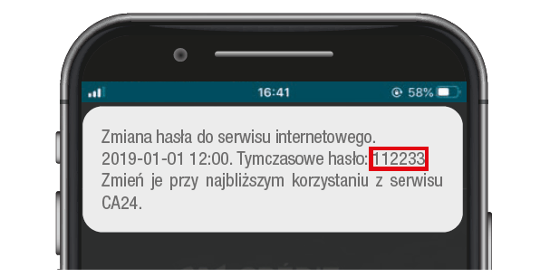 Obrazek prezentujący przykładowe hasło SMS