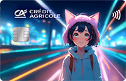 ID: CA338 – Karta Credit Agricole z wizerunkiem dziewczyny anime w otoczeniu rozmytych świateł