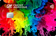 ID: CA299 – Karta Credit Agricole z motywem rozpraszającego się dymu w kolorach tęczy