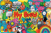 ID: CA291 – Karta Credit Agricole z czerwonym napisem na żółtym tle „My crew