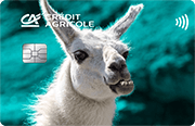 ID: CA279 – Karta Credit Agricole z grafiką głowy lamy na niebieskim tle