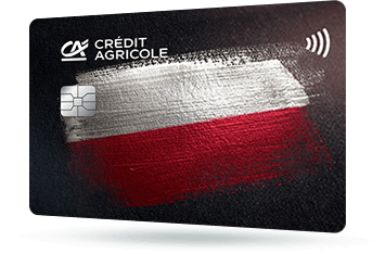 ID: CA189 – Karta Credit Agricole z polską flagą na tle mapy Polski
