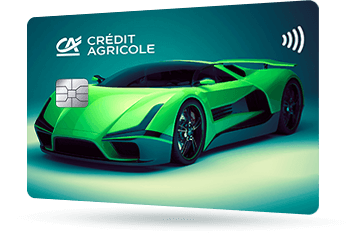 CA174 - Karta Credit Agricole z grafiką zielonego samochodu sportowego