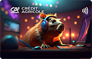 ID: CA329 – Karta Credit Agricole z wizerunkiem kapibary DJ-a