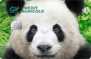 ID: CA278 – Karta Credit Agricole z grafiką głowy pandy w otoczeniu liści