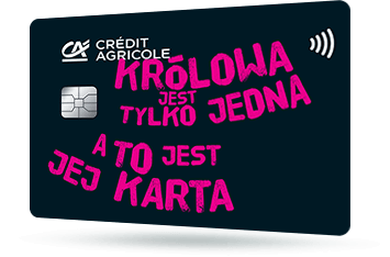 CA313 - Karta Credit Agricole z różowym napisem na czarnym tle królowa jest tylko jedna, a to jest jej karta